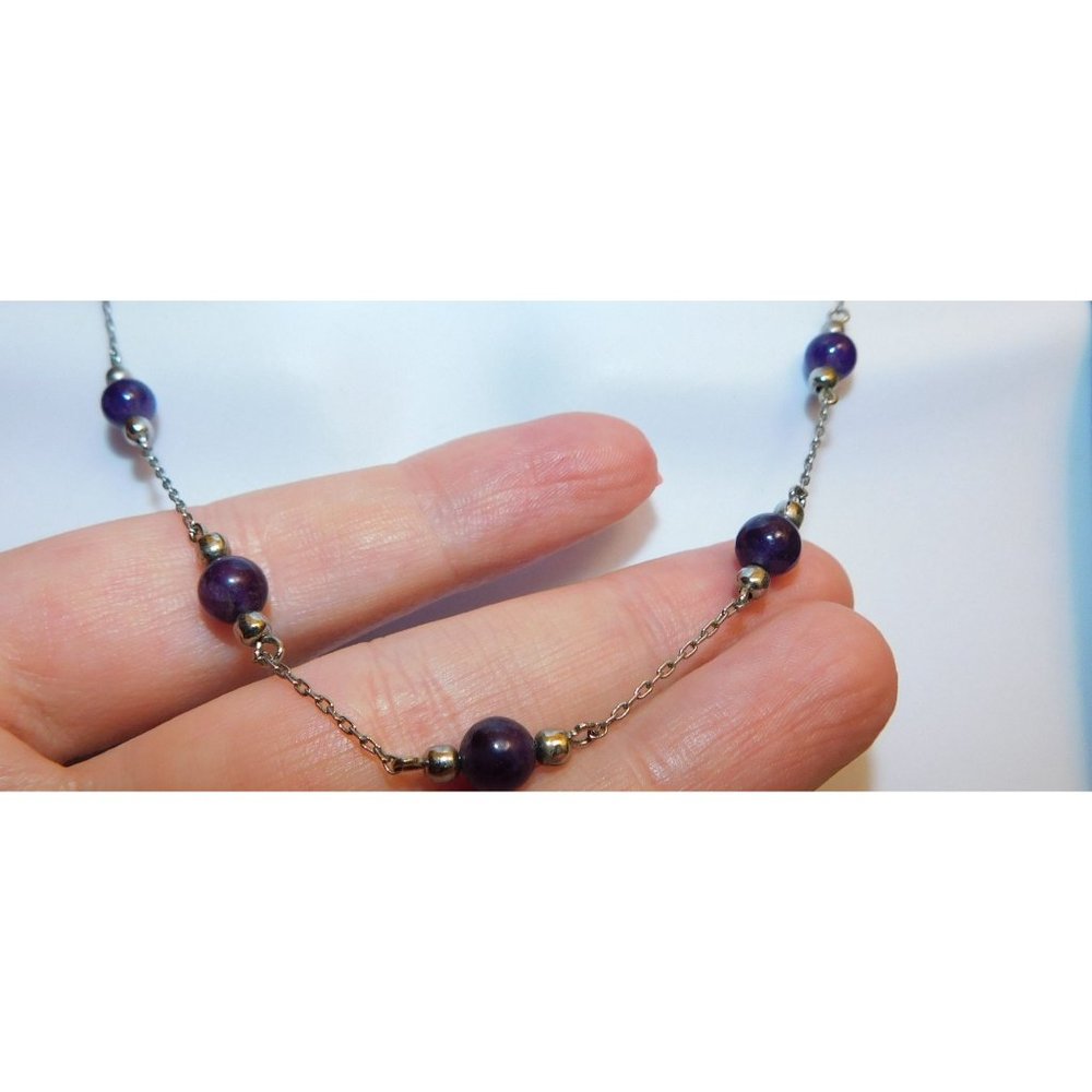 Vintage Lady Remington Amethyst Bead Necklace